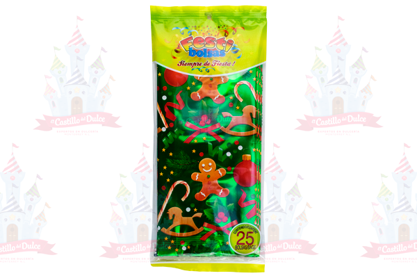 BOLSA FIG. NAVIDEÑA VERDE 50/25 PZA FESTIBOL