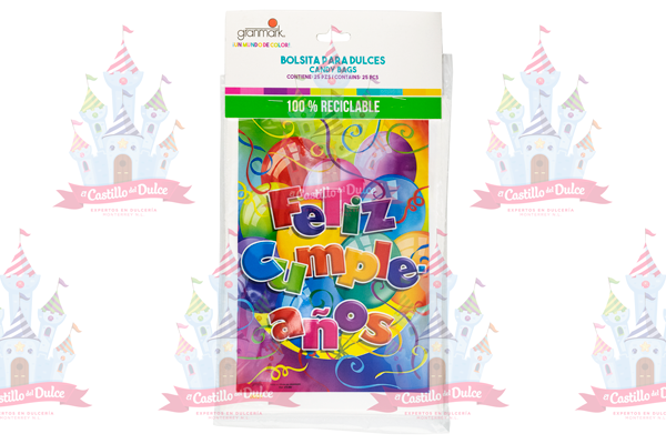 BOLSA FELIZ CUMPLEANOS 6/25 PZA