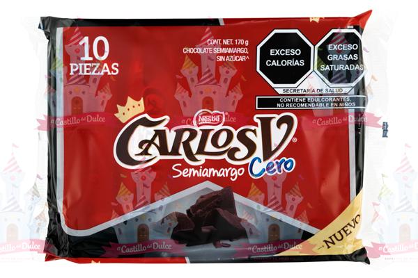 CARLOS V SEMIAMARGO SIN AZUCAR 8/10 PZA NESTLE