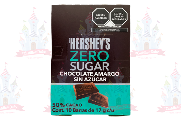 HERSHEY BARRA ZERO SUGAR SIN ALMENDRA 6/10 PZ 15 GR