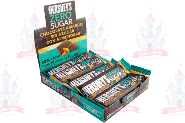 HERSHEY BARRA ZERO SUGAR ALMENDRA 6/10 PZA 15 GR