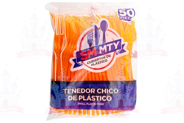 TENEDOR CHICO NARANJA NEON 60/50 PZAS SMMTY