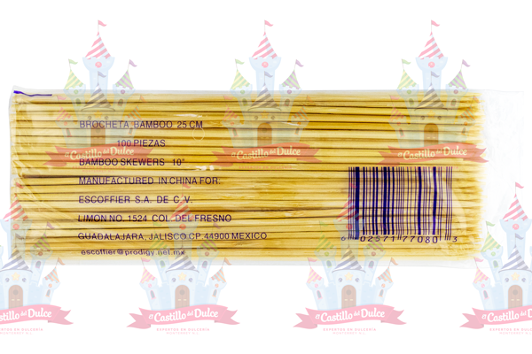 BROCHETA BAMBOO # 10 (25 CM) 10/100 PZA BROCHETA BAMBOO # 10 (25 CM) 10/100 PZA
