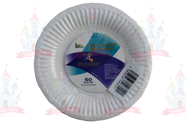 PLATO CARTON BIODEGRADABLE 15 CM  40/50 PZAS POLYBEX