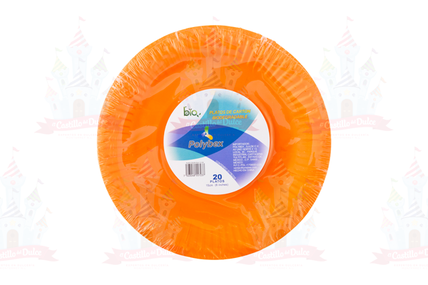 PLATO CARTON BIO NARANJA 15 CM 100/20 PZAS POLYBEX