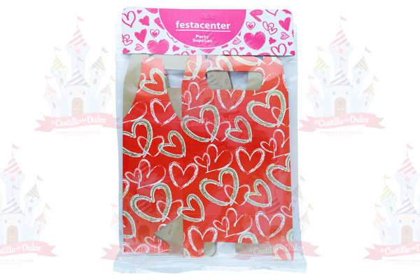 CAJA P/DULCES ROJA CORAZONES 25/10 PZ FESTACENTER