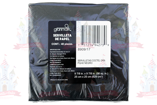 SERVILLETA COCTEL NVA. NEGRO 12/40 AMSCAN SERVILLETA COCTEL NVA. NEGRO 12/40 AMSCAN