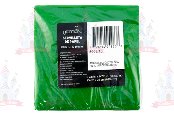 SERVILLETA COCTEL NVA. VERDE BANDERA 12/40 AMSCAN SERVILLETA COCTEL NVA. VERDE BANDERA 12/40 AMSCAN
