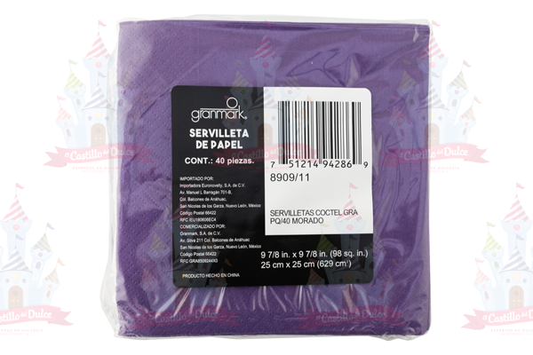 SERVILLETA COCTEL NVA. MORADO 12/40 AMSCAN SERVILLETA COCTEL NVA. MORADO 12/40 AMSCAN