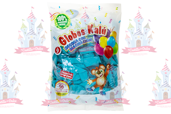 GLOBO DEC #9 AZUL TURQUEZA 50/50PZA KALU