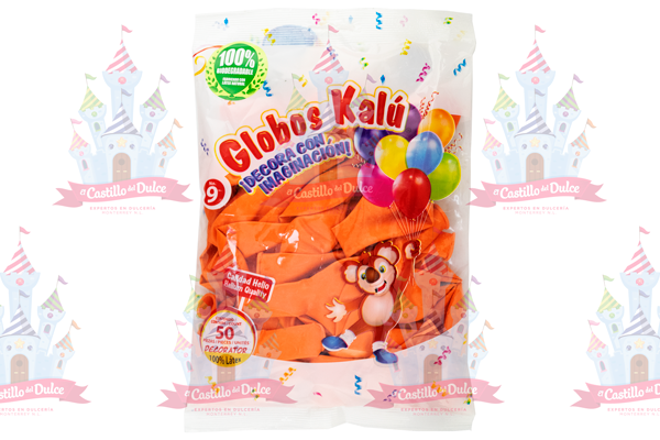 GLOBO DEC #9 NARANJA 50/50PZA KALU