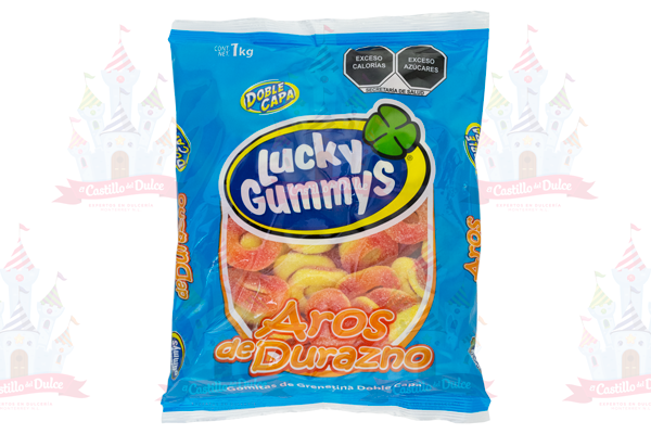 LUCKY GUMMYS GOMA AROS DURAZNO 8/1 KG