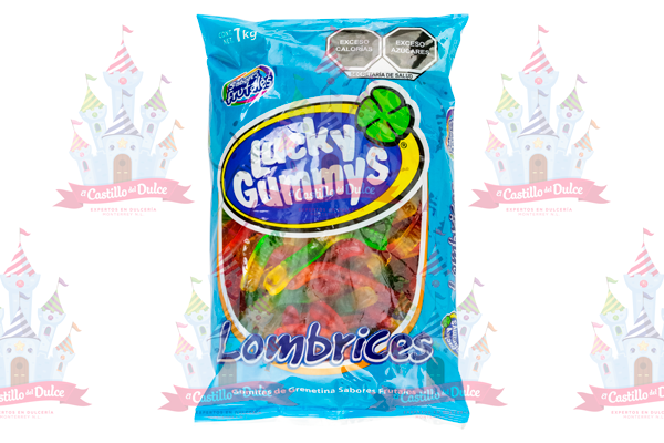 LUCKY GUMMYS GOMA LOMBRIZ BRILLADAS 8/1 KG.