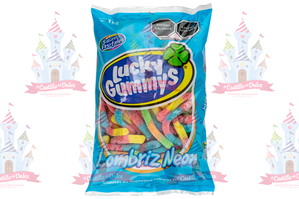 LUCKY GUMMYS GOMA LOMBRIZ NEON  8/1 KG