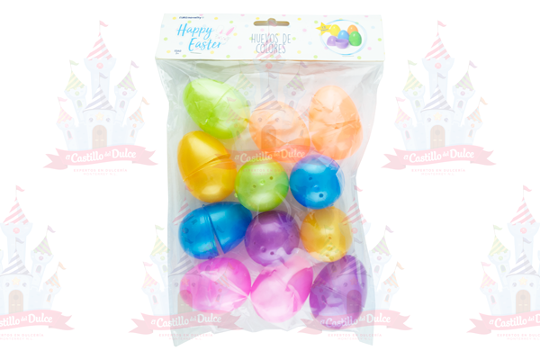 HUEVOS DE PLASTICO COLORES C/12 PZS EURO