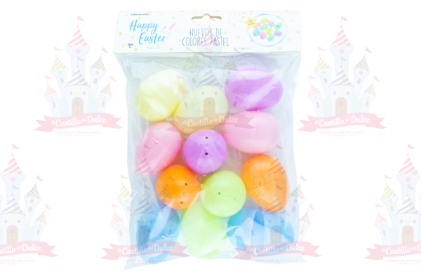 HUEVOS DE PLASTICO COLOR PASTEL C/12 PZS EURO