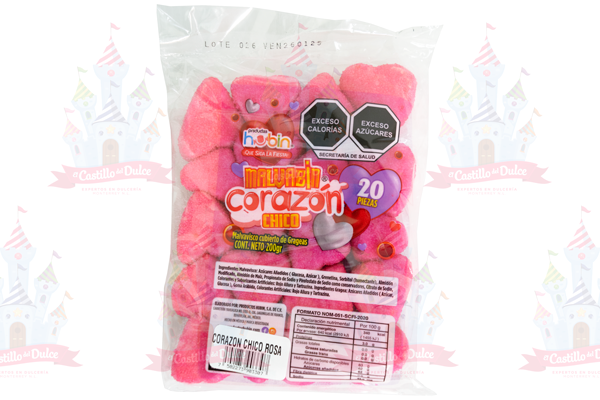 BOMBON CORAZON CHICO ROSA 40/20 PZA HUBIN