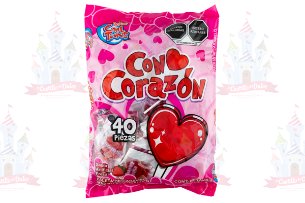 PALETA CON CORAZON 24/40 PZA COOL TOONS