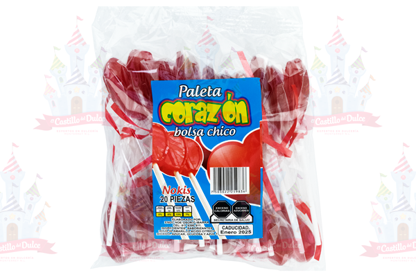 PALETA CORAZON CHICO BOLSA 30/20 NOKIS