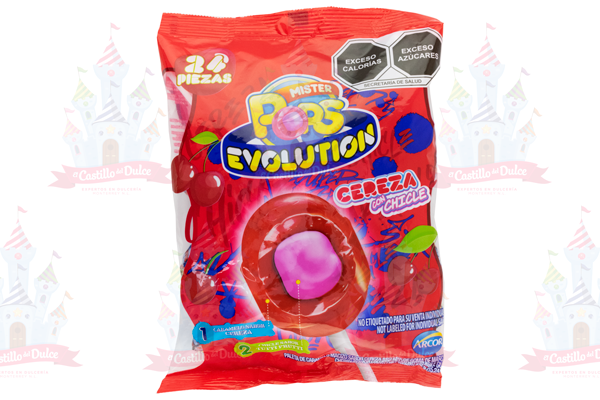 PALETA MR. POPS EVOLUTION CEREZA 16/24 PZA ARCOR