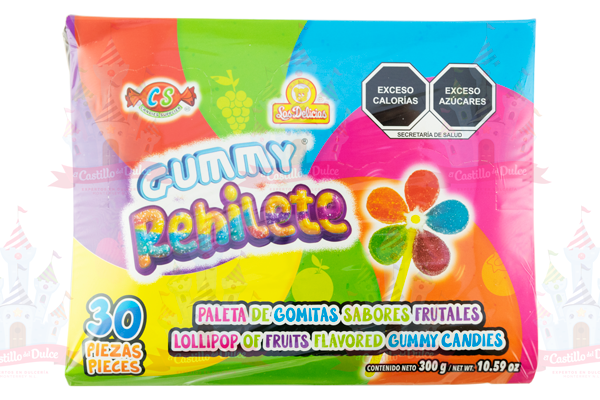 PALETA GUMMY REHILETE 12/30 PZS. DELICIAS
