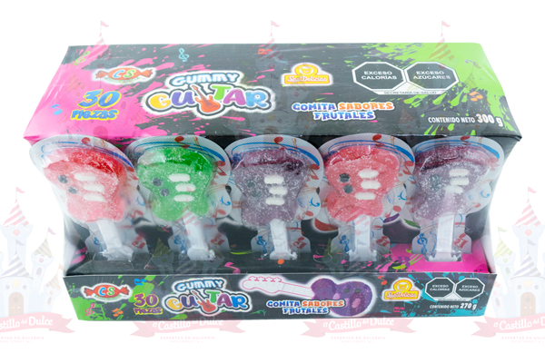PALETA GUMMY GUITAR 12/30 PZS DELICIAS