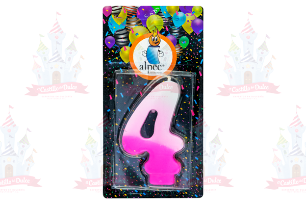 VELA NUMERO 4 BICOLOR ROSA 20/1 PZA ALPE