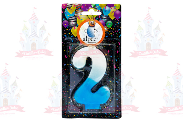 VELA NUMERO 2 BICOLOR AZUL 20/1 PZA ALPE