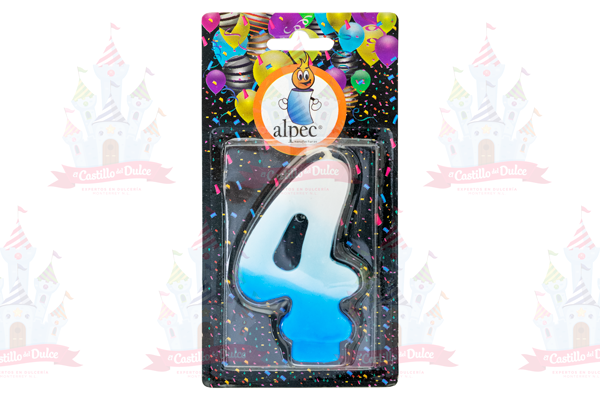 VELA NUMERO 4 BICOLOR AZUL 20/1 PZA ALPE
