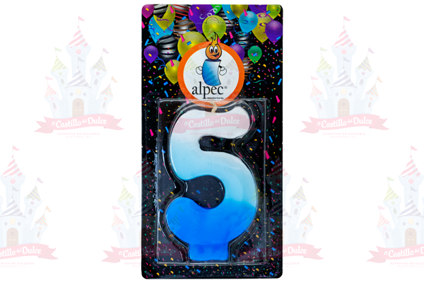 VELA NUMERO 5 BICOLOR AZUL 20/1 PZA ALPE